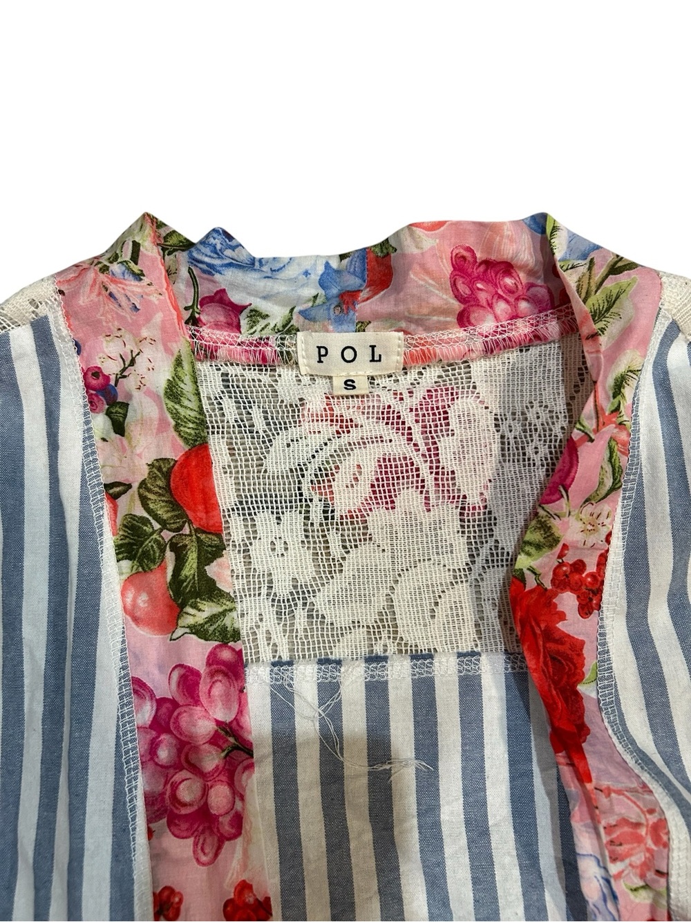 POL Stripe Floral Lace - Open Cardigan Small - Picture 8 of 8